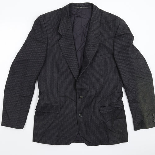 Burton Mens Black Striped  Jacket Suit Jacket Size 38