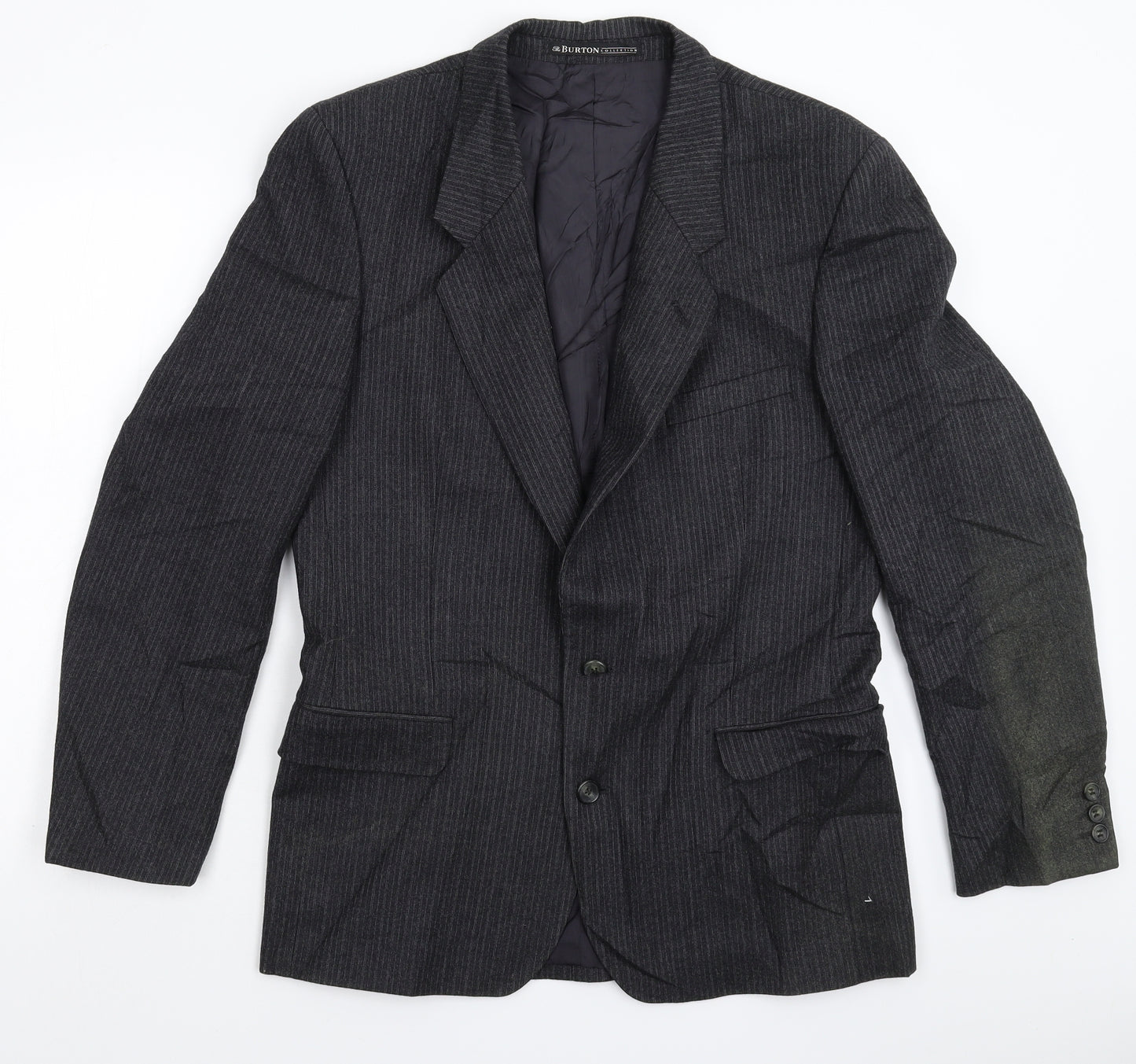Burton Mens Black Striped  Jacket Suit Jacket Size 38