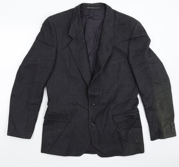 Burton Mens Black Striped  Jacket Suit Jacket Size 38