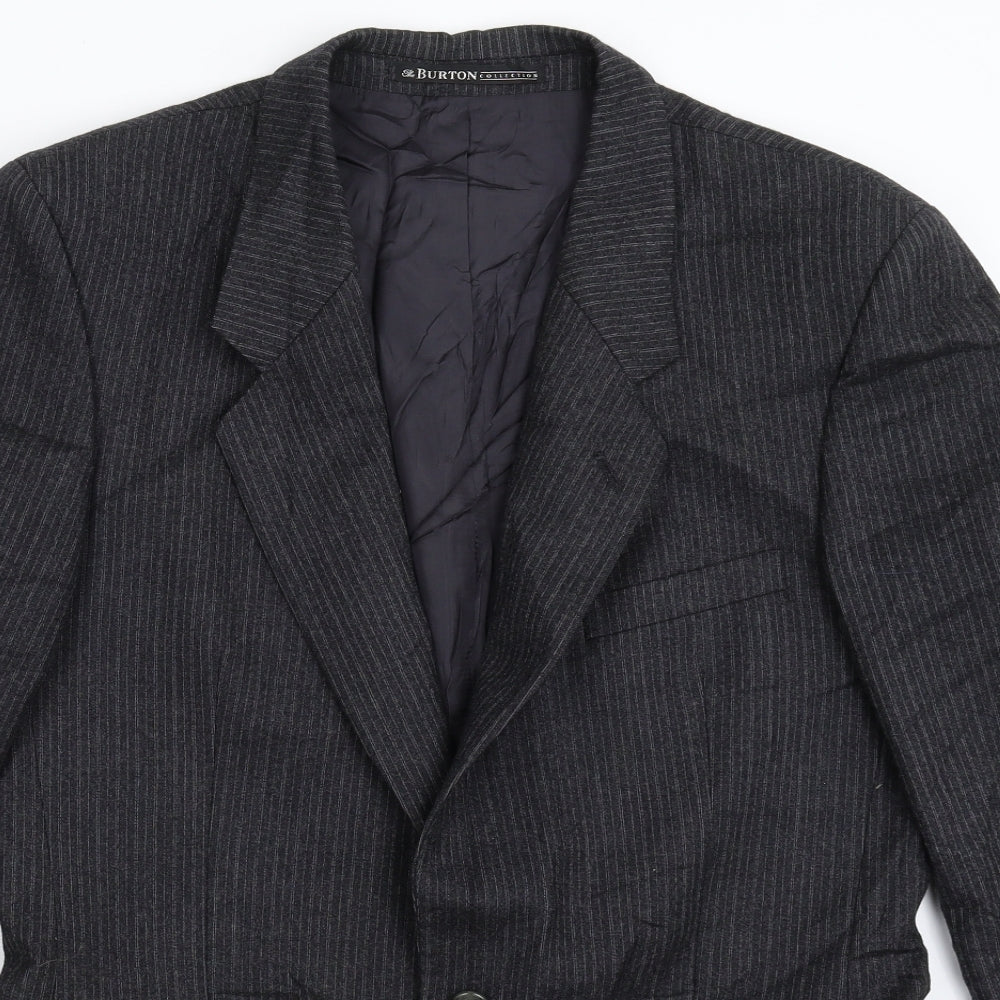 Burton Mens Black Striped  Jacket Suit Jacket Size 38