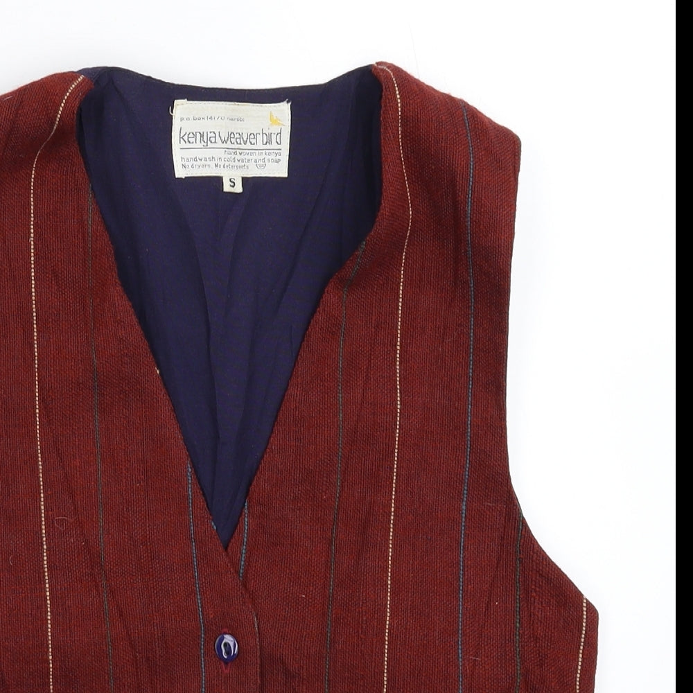 Kenya Weavebird Womens Brown Striped Knit Jacket Waistcoat Size S