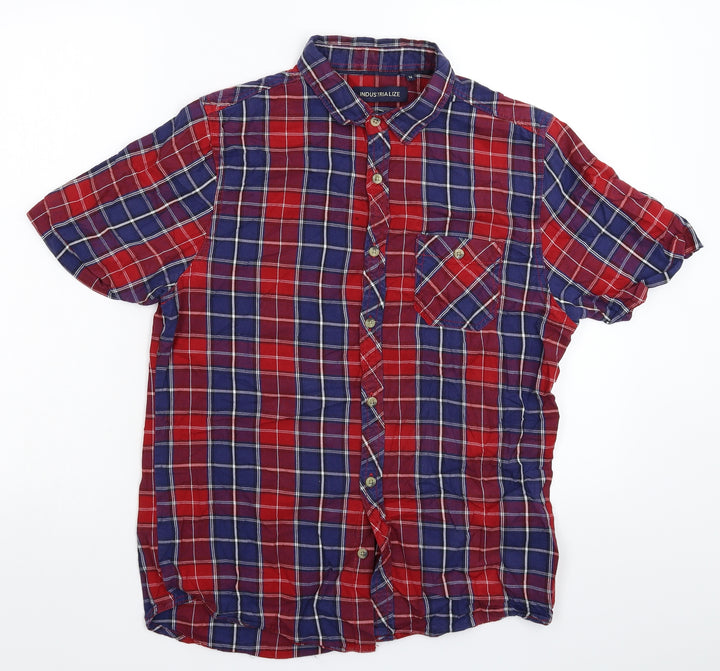 Industrialize Mens Multicoloured Check   Button-Up Size M