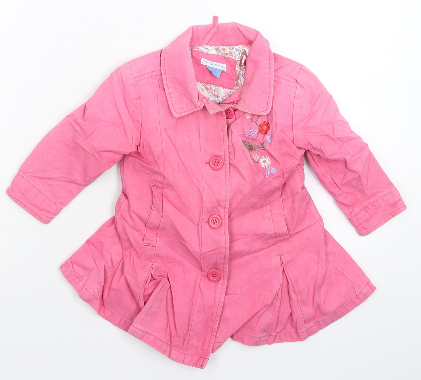 John Lewis Girls Pink Floral  Jacket Coat Size 12-18 Months