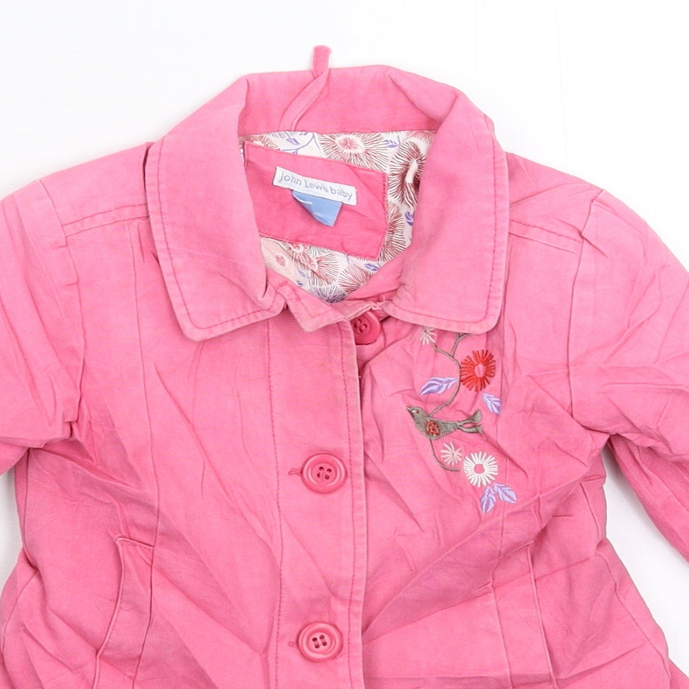 John Lewis Girls Pink Floral  Jacket Coat Size 12-18 Months