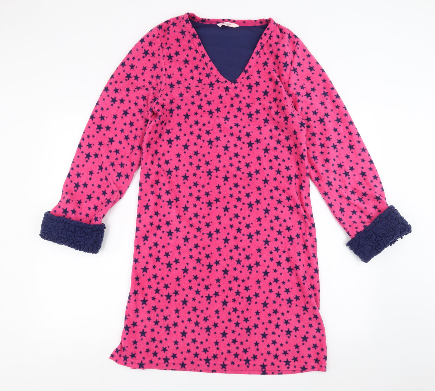 EVIE Womens Pink Geometric Fleece Top Gown Size 10  - Star pattern
