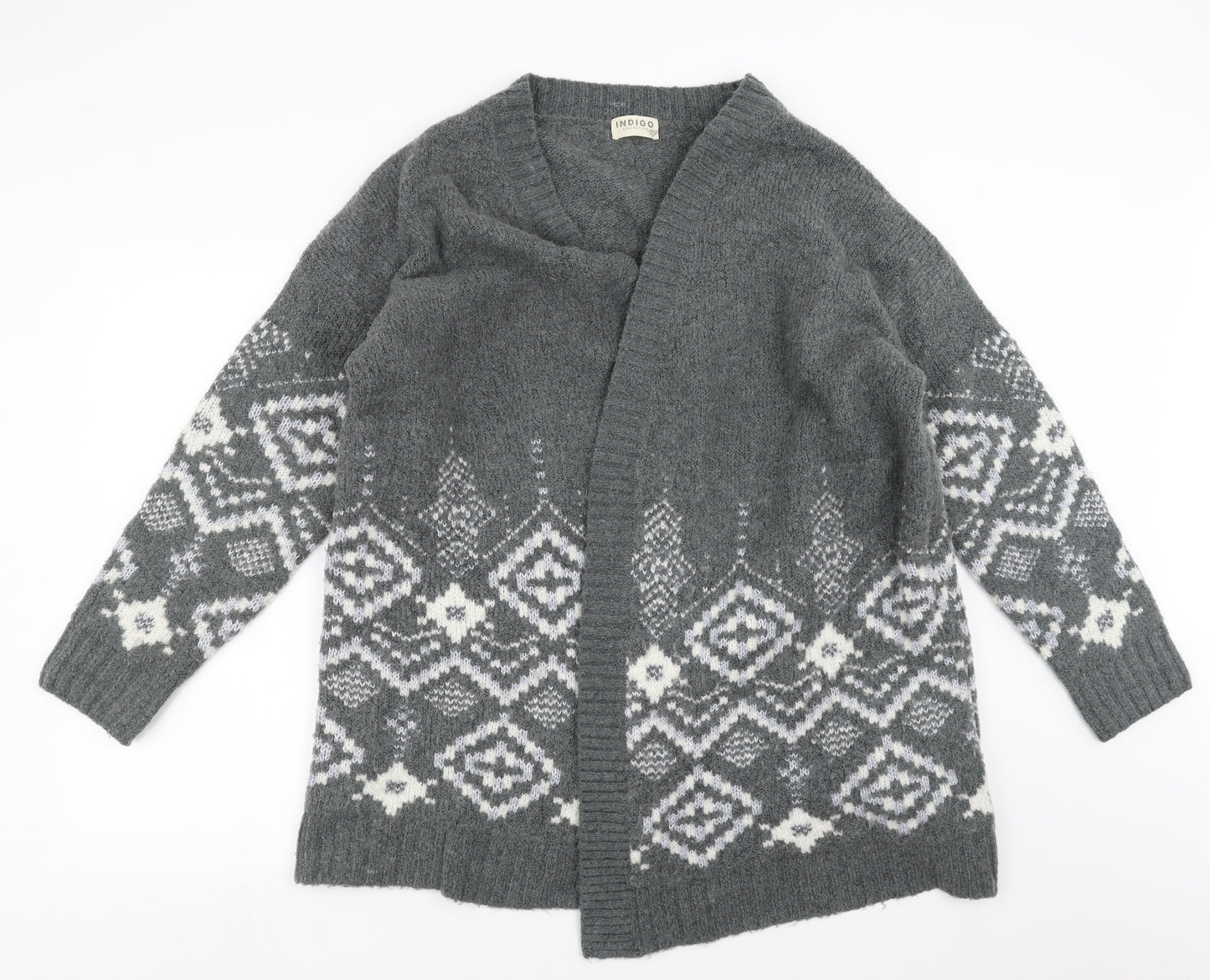 Marks and Spencer Womens Grey Geometric  Cardigan Jumper Size 22