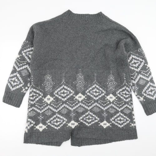 Marks and Spencer Womens Grey Geometric  Cardigan Jumper Size 22