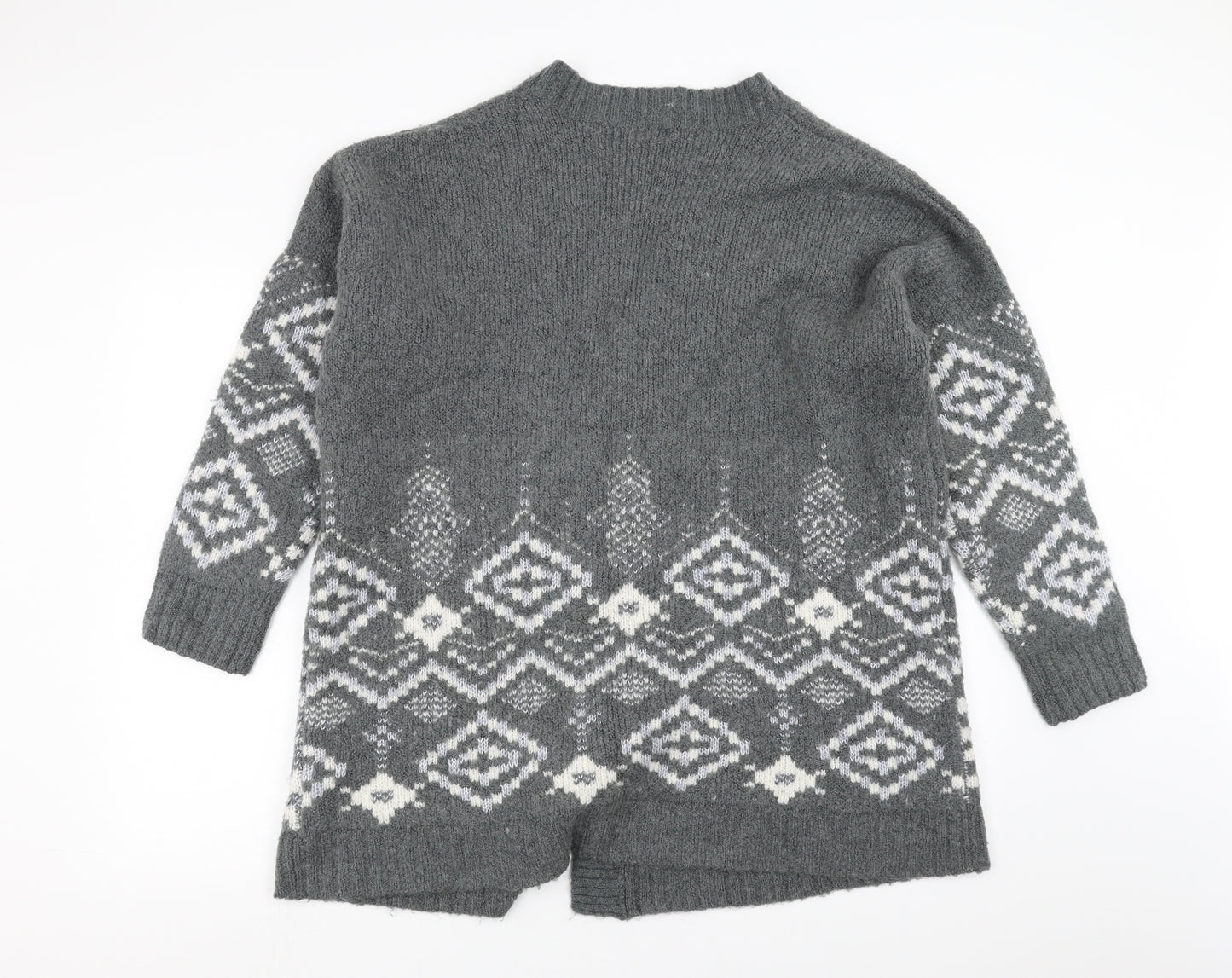 Marks and Spencer Womens Grey Geometric  Cardigan Jumper Size 22