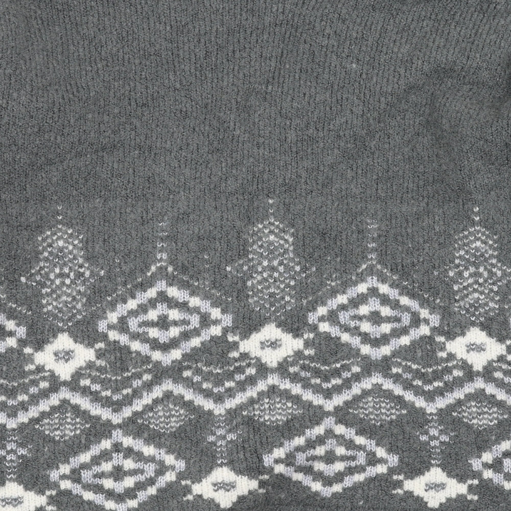 Marks and Spencer Womens Grey Geometric  Cardigan Jumper Size 22