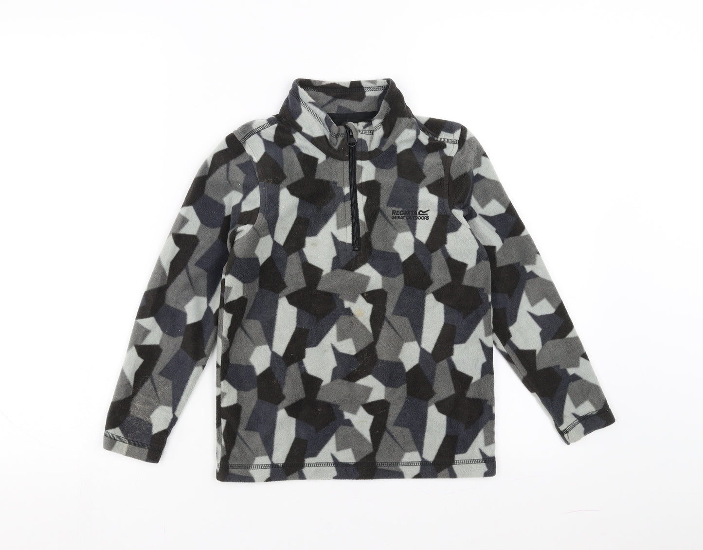 Regatta Boys Grey Geometric Fleece Pullover Jumper Size 7-8 Years