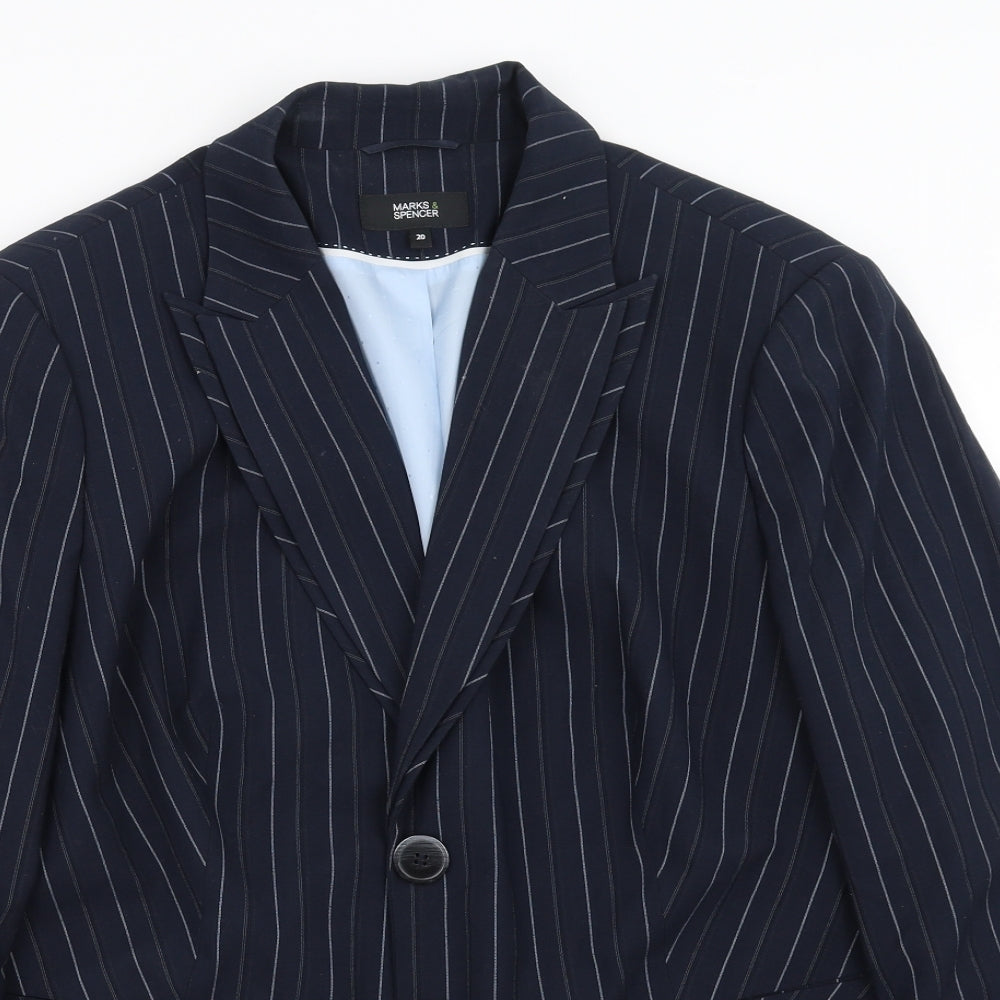 Marks and Spencer Womens Blue Striped  Jacket Suit Jacket Size 20