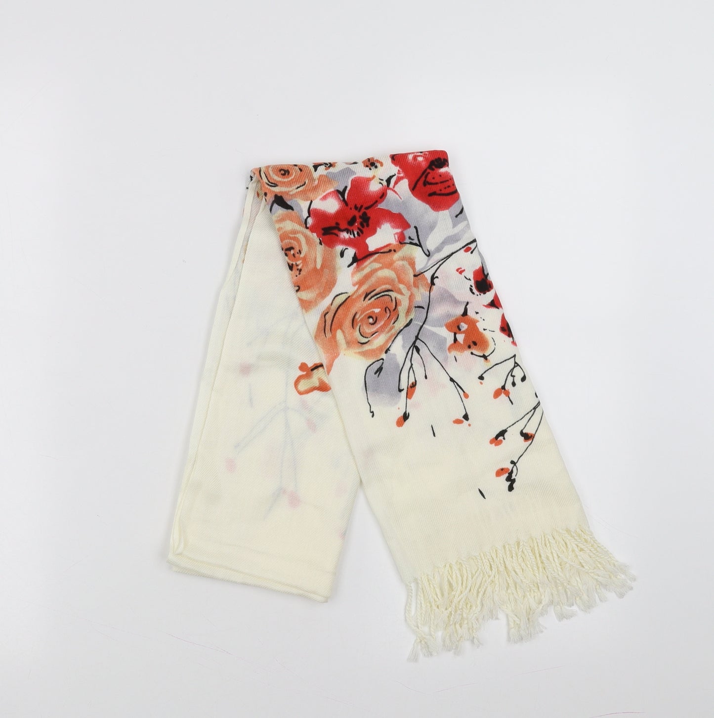 Preworn Womens Ivory Floral   Scarf