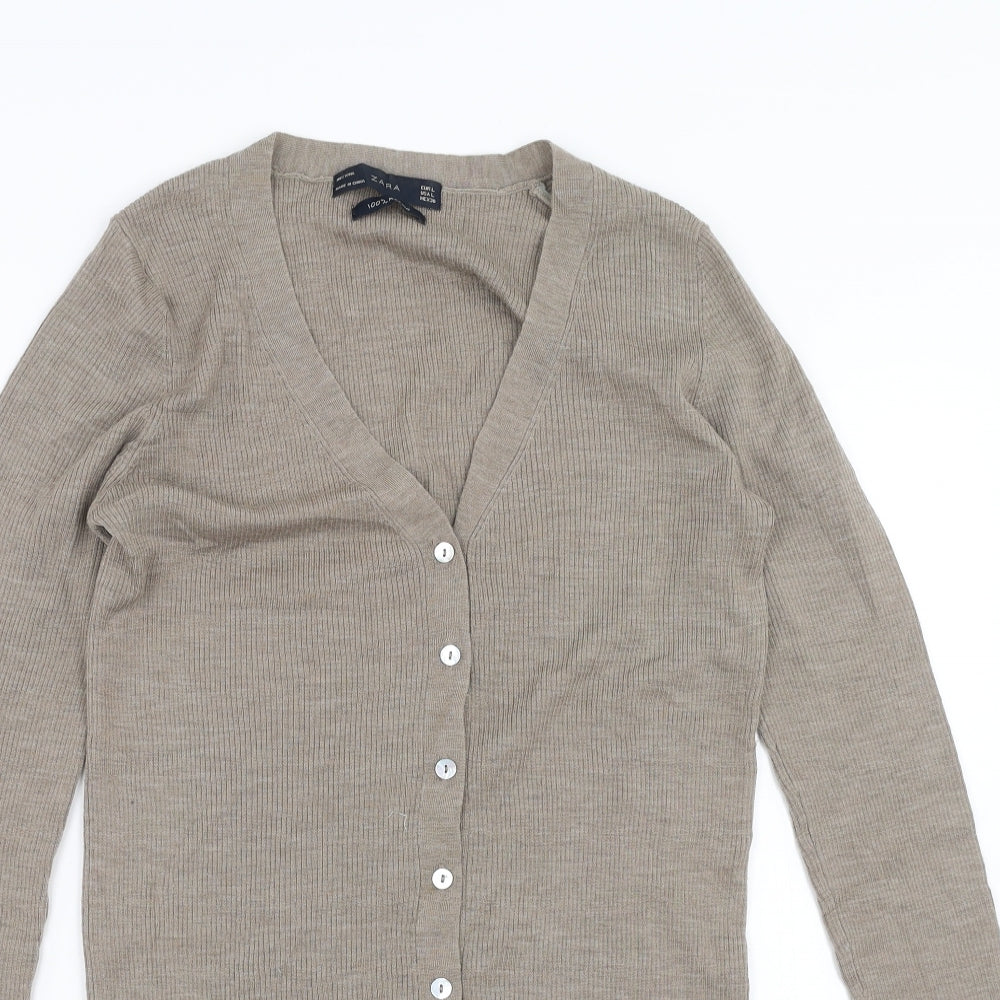Zara Womens Beige   Cardigan Jumper Size L