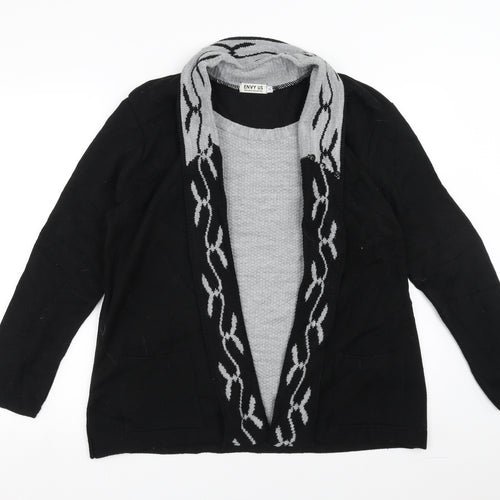 Envy Us Womens Black   Cardigan Jumper Size L  - jumper with over cardigan detail