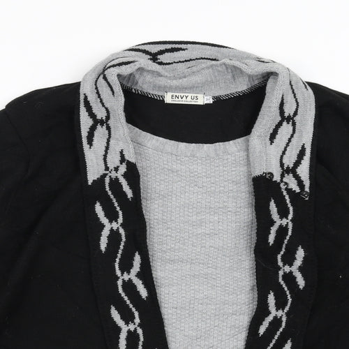 Envy Us Womens Black   Cardigan Jumper Size L  - jumper with over cardigan detail