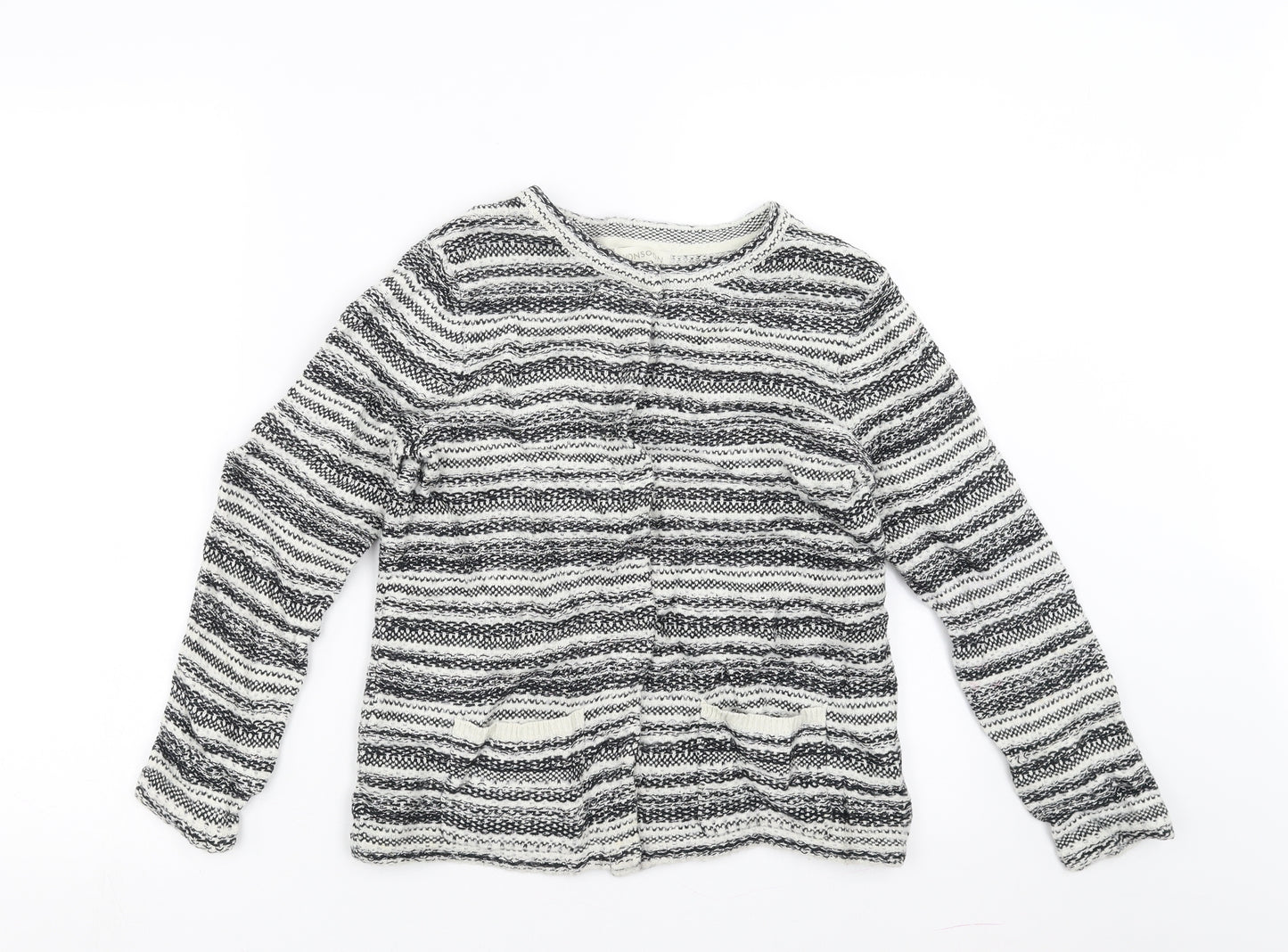 Monsoon Womens Black Striped  Cardigan Jumper Size S