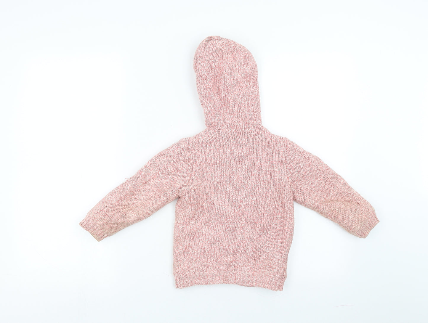 Nutmeg Girls Pink   Cardigan Jumper Size 2-3 Years  - Hooded, fleece lined