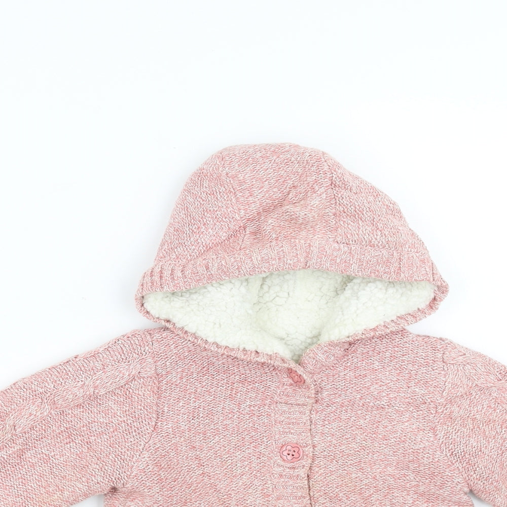 Nutmeg Girls Pink   Cardigan Jumper Size 2-3 Years  - Hooded, fleece lined