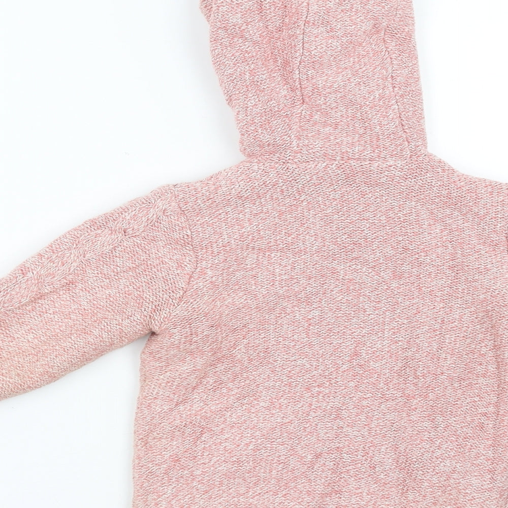 Nutmeg Girls Pink   Cardigan Jumper Size 2-3 Years  - Hooded, fleece lined