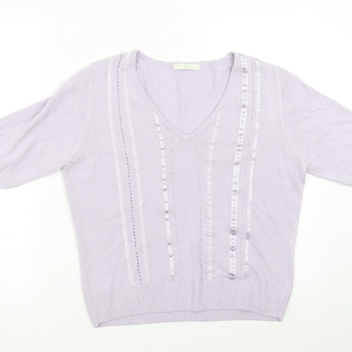 Marks and Spencer Womens Purple   Pullover Jumper Size 14  - beaded
