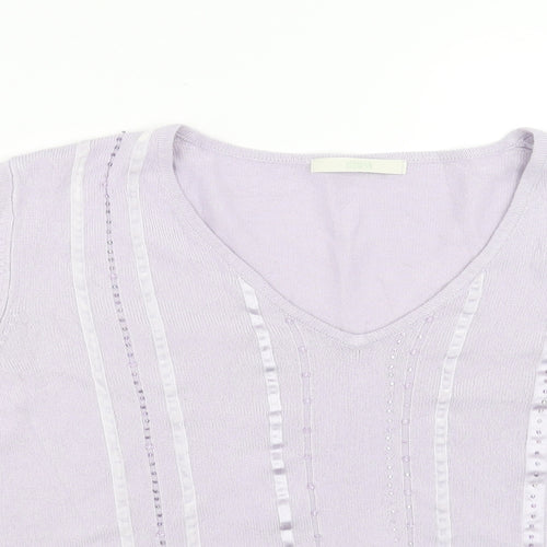 Marks and Spencer Womens Purple   Pullover Jumper Size 14  - beaded