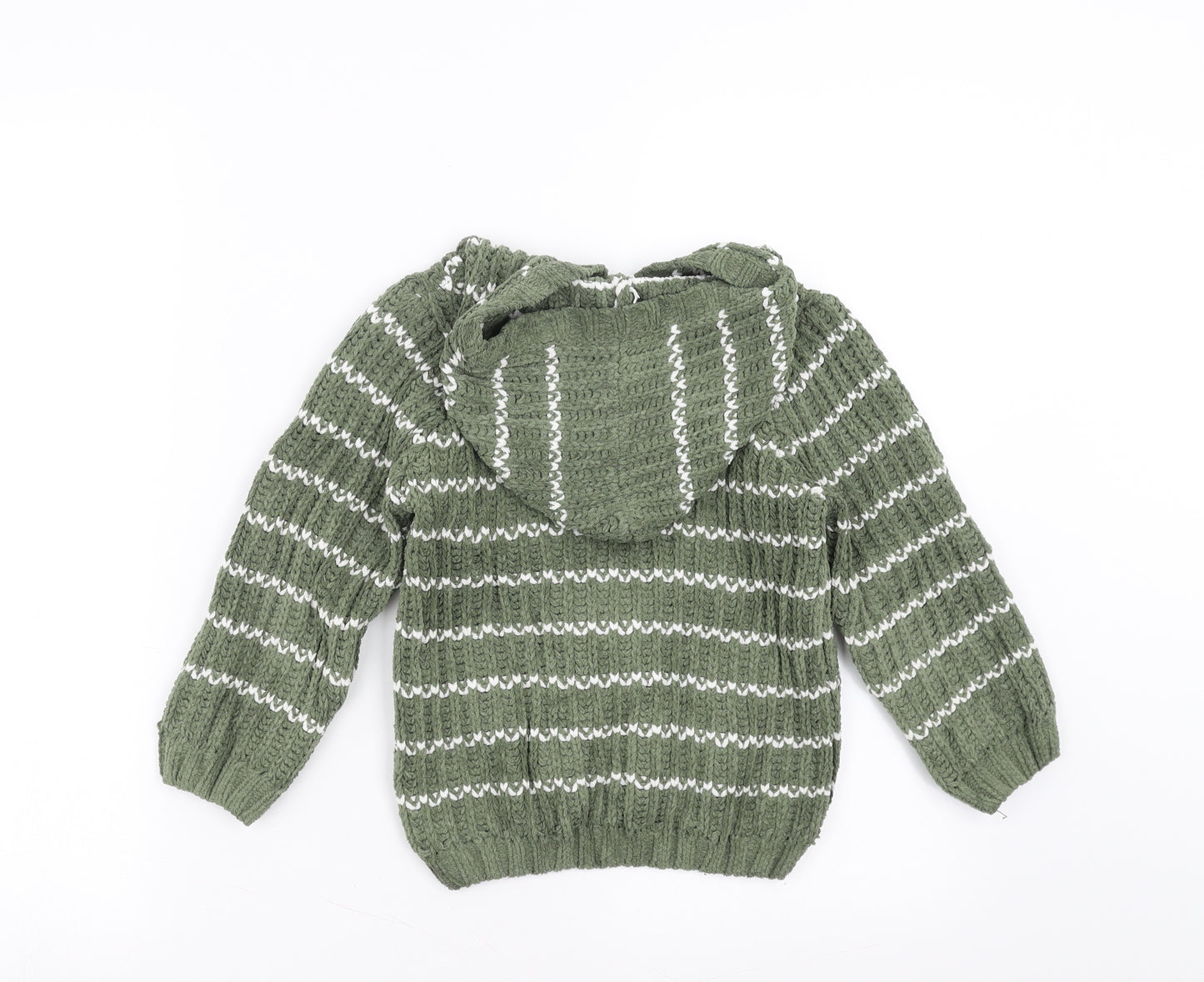 M&Co Boys Green Striped  Pullover Hoodie Size 4-5 Years