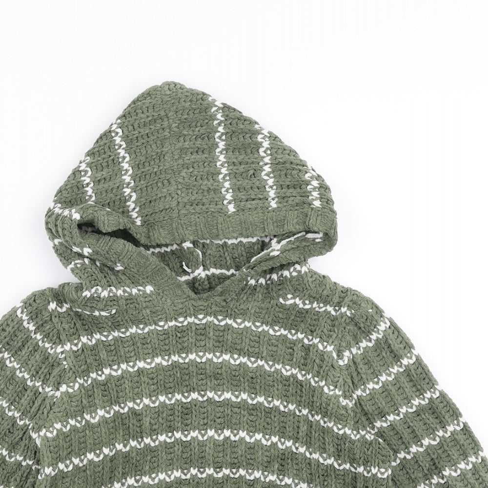 M&Co Boys Green Striped  Pullover Hoodie Size 4-5 Years