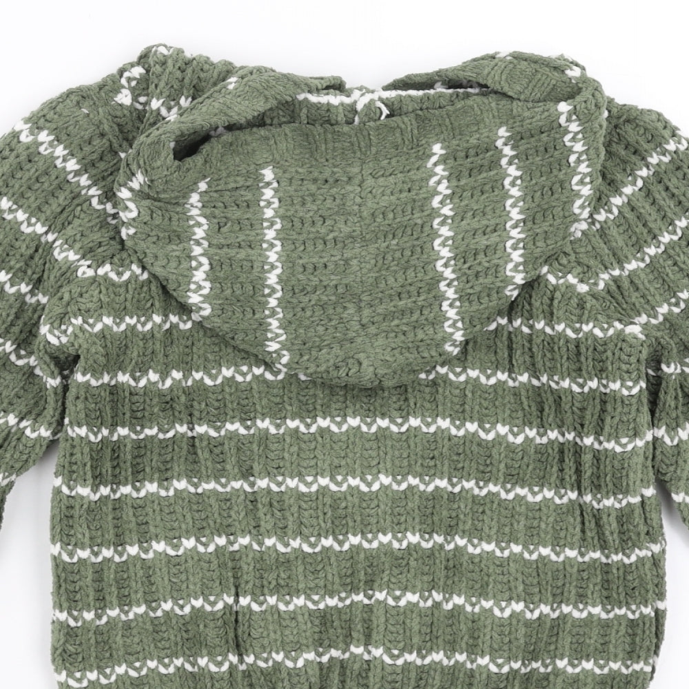 M&Co Boys Green Striped  Pullover Hoodie Size 4-5 Years