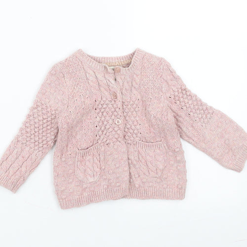 Monsoon Girls Pink  Knit Cardigan Jumper Size 6-9 Months