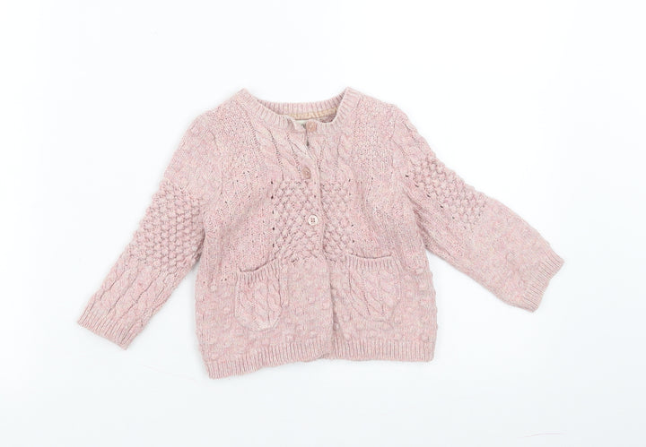 Monsoon Girls Pink  Knit Cardigan Jumper Size 6-9 Months