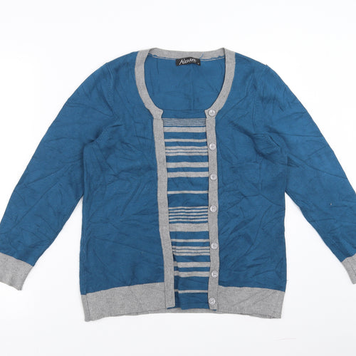 alexara Womens Blue   Pullover Jumper Size M  - jumper with over cardigan detail