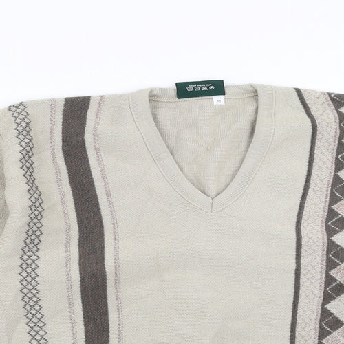 Hunter Mens Beige Argyle/Diamond  Pullover Jumper Size M