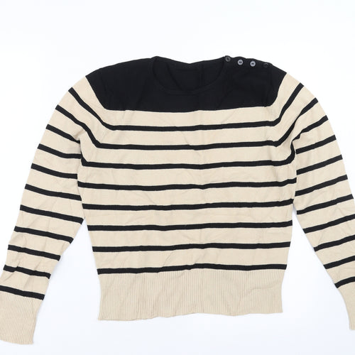 Marks and Spencer Womens Beige Striped  Pullover Jumper Size 14
