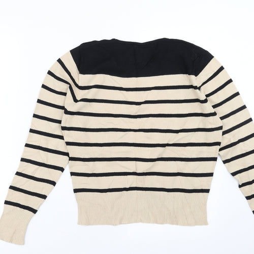 Marks and Spencer Womens Beige Striped  Pullover Jumper Size 14