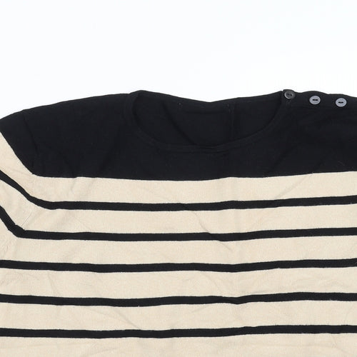 Marks and Spencer Womens Beige Striped  Pullover Jumper Size 14