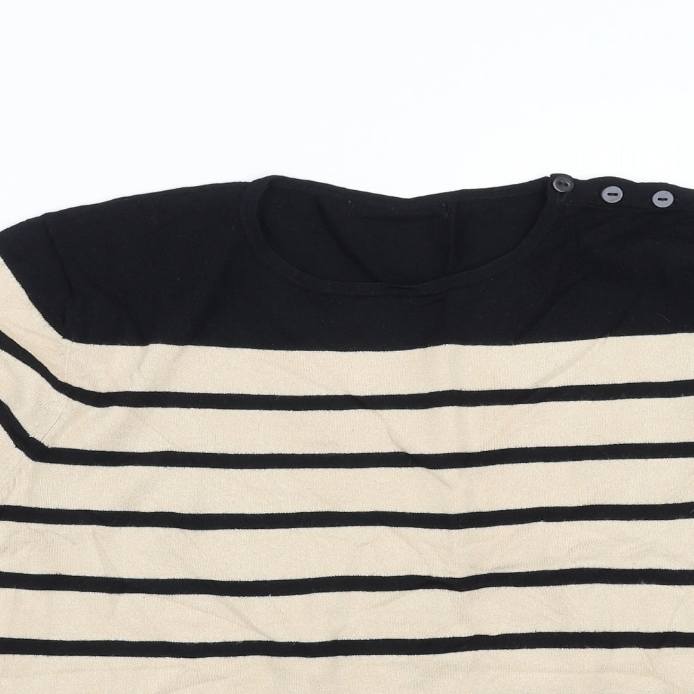 Marks and Spencer Womens Beige Striped  Pullover Jumper Size 14