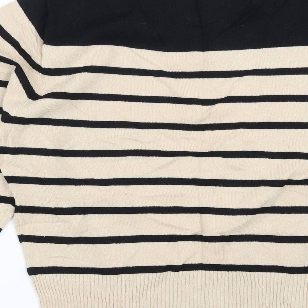 Marks and Spencer Womens Beige Striped  Pullover Jumper Size 14