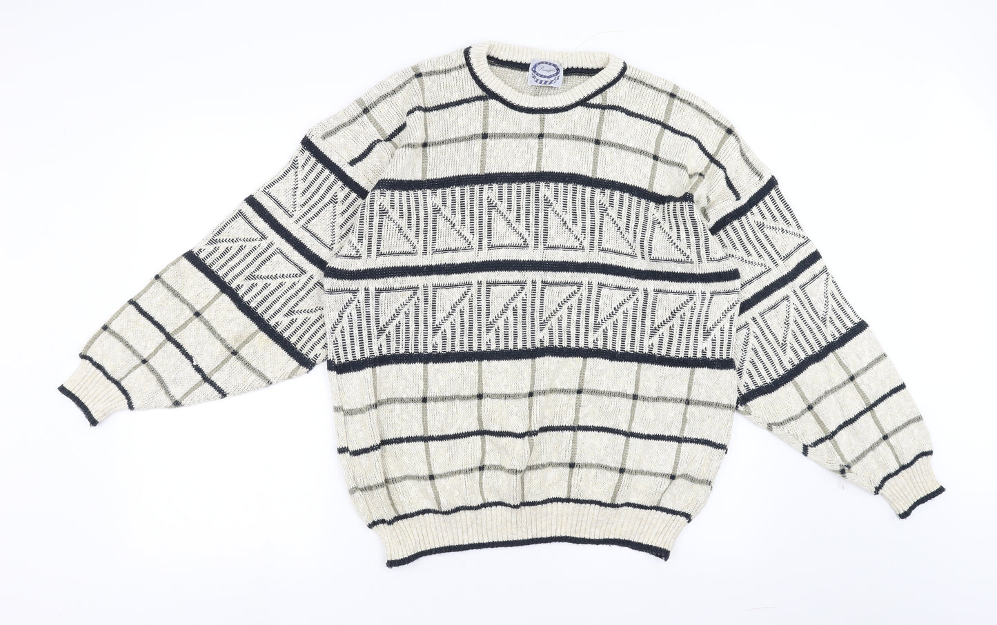 Principles Mens Beige Geometric  Pullover Jumper Size M