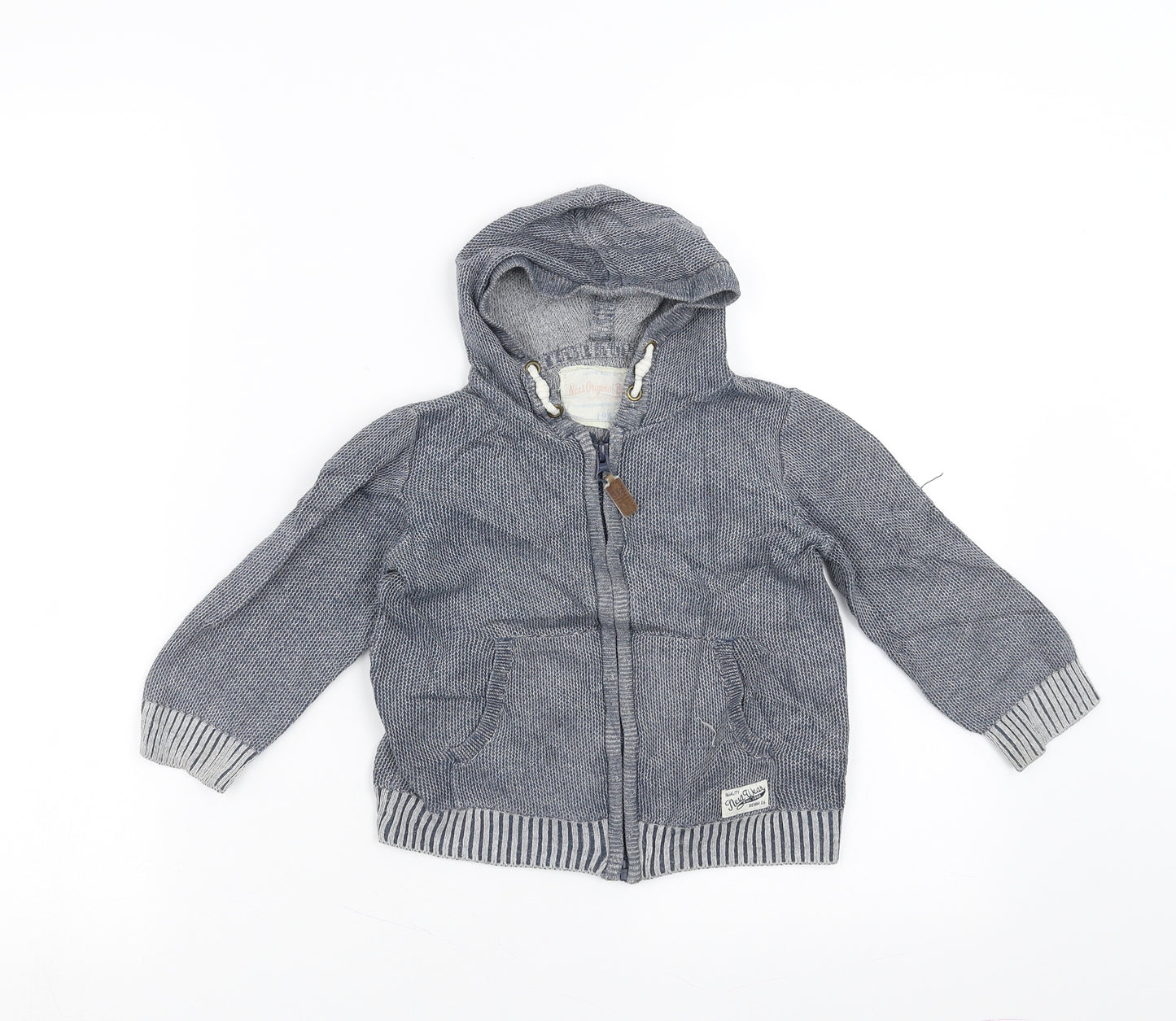 NEXT Boys Blue Geometric  Full Zip Jumper Size 18-24 Months  - hooded