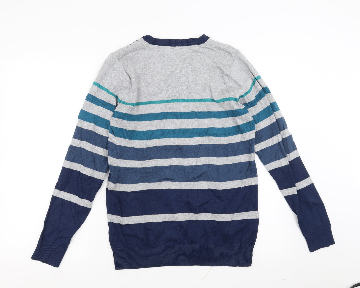 Cedar Wood State Mens Blue Striped  Pullover Jumper Size S