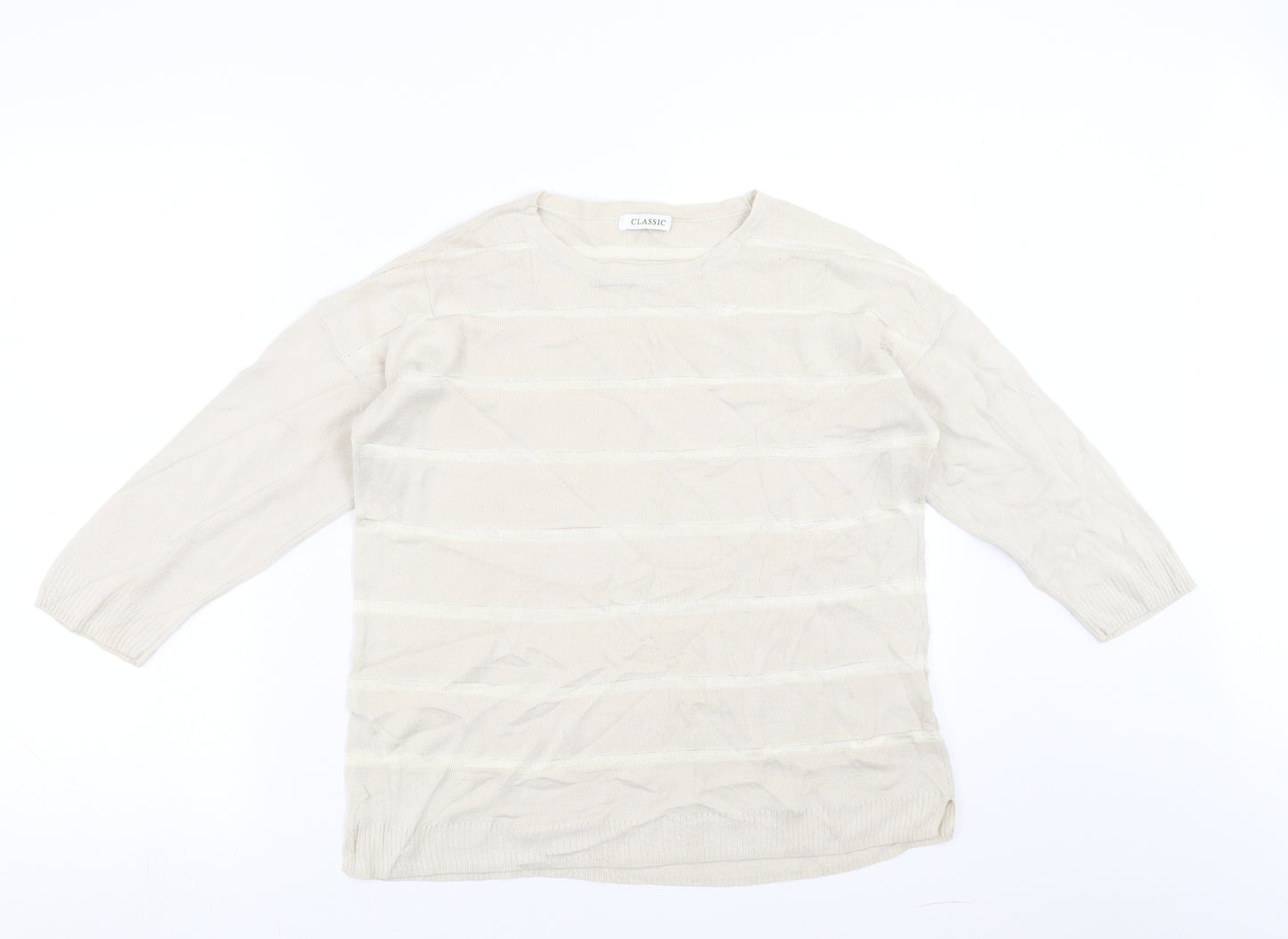 Marks and Spencer Womens Beige Striped  Pullover Jumper Size 12