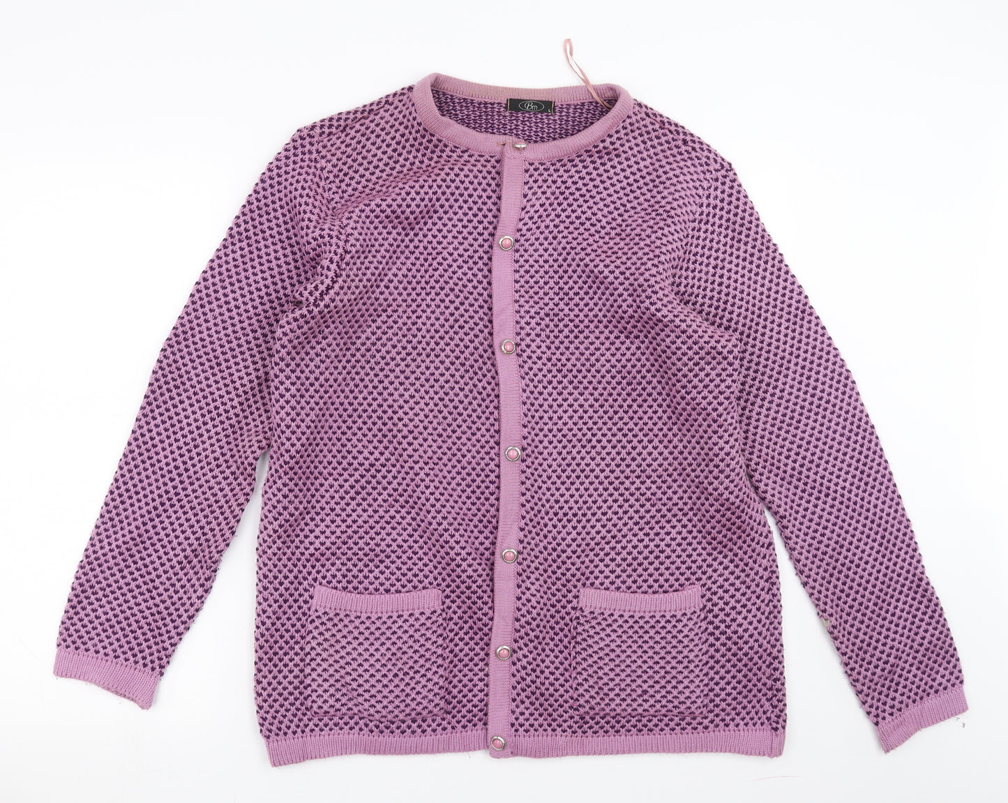 BM Womens Purple Geometric  Cardigan Jumper Size L