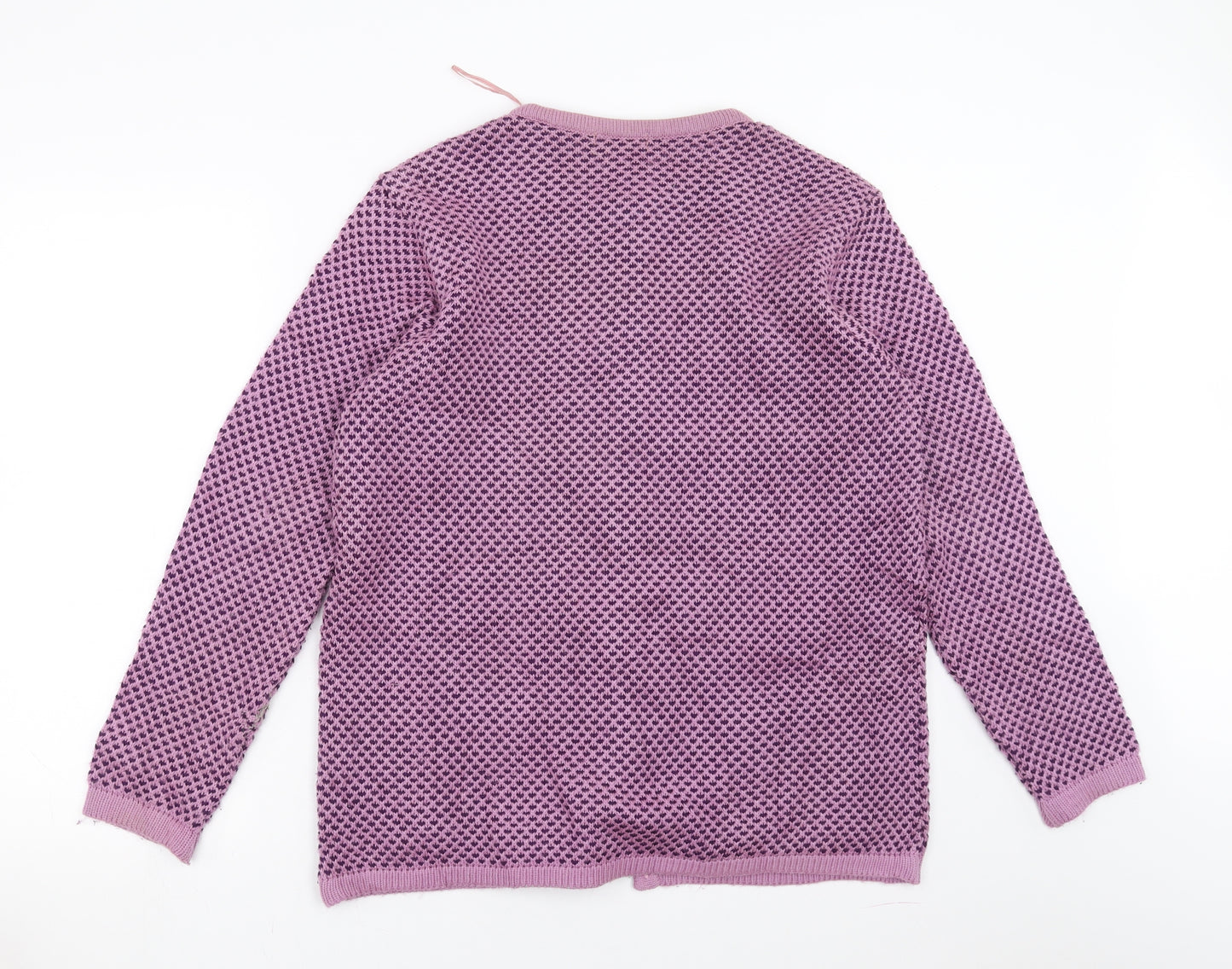 BM Womens Purple Geometric  Cardigan Jumper Size L