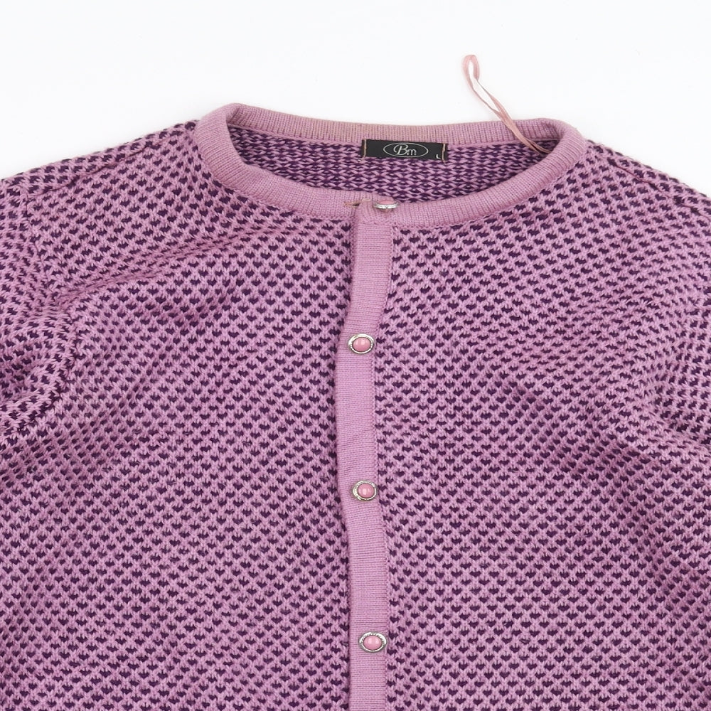 BM Womens Purple Geometric  Cardigan Jumper Size L