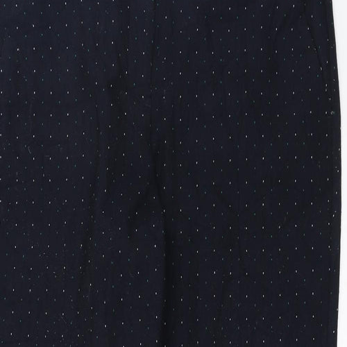 Marks and Spencer Womens Blue   Chino Trousers Size 14 L25 in - short, dotted pattern