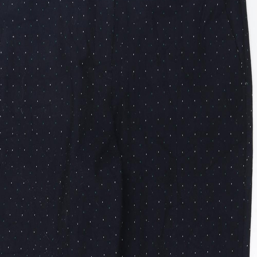 Marks and Spencer Womens Blue   Chino Trousers Size 14 L25 in - short, dotted pattern
