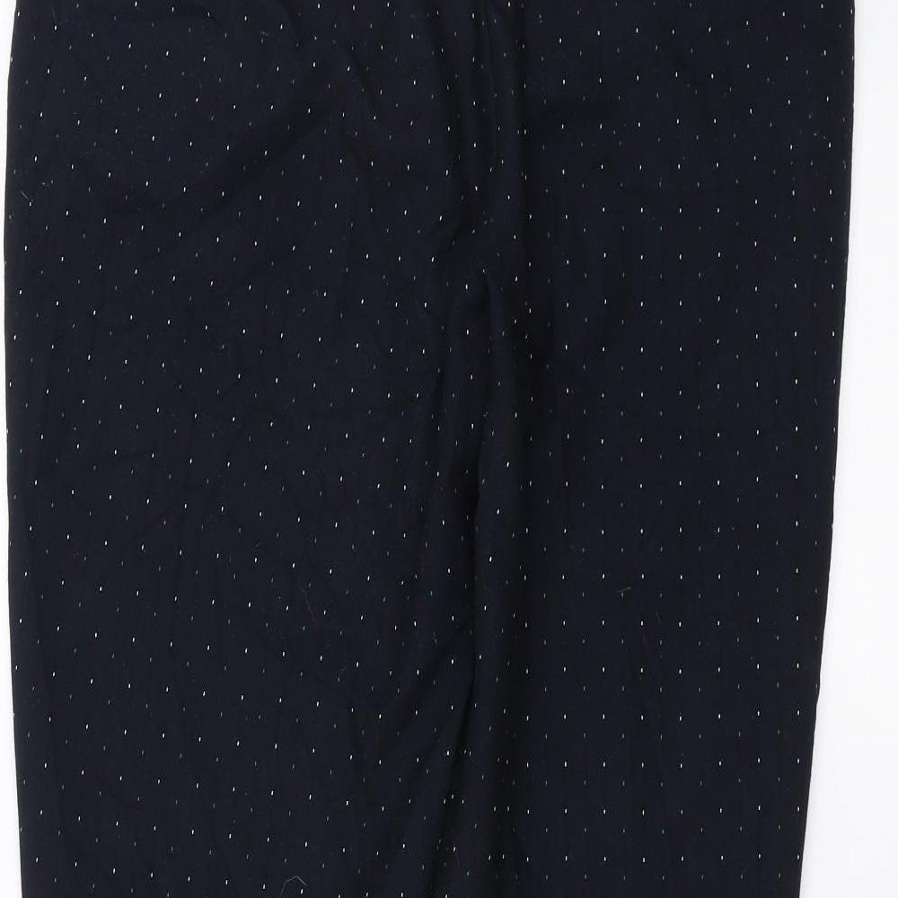 Marks and Spencer Womens Blue   Chino Trousers Size 14 L25 in - short, dotted pattern