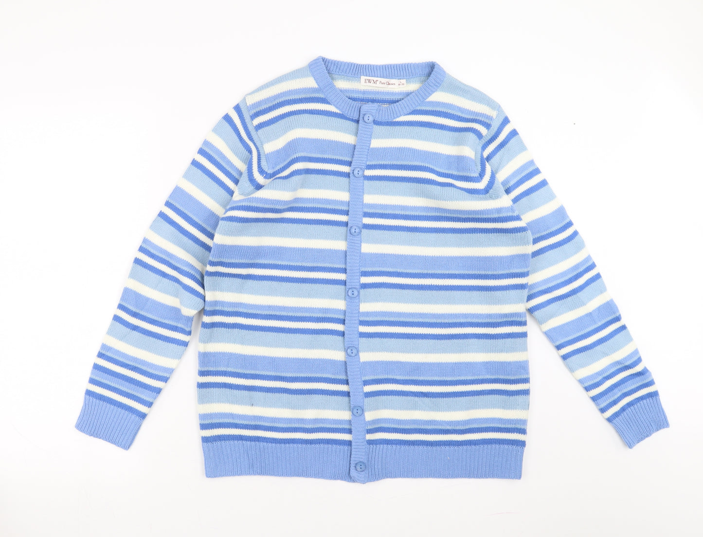 EWM Womens Blue Striped  Cardigan Jumper Size L