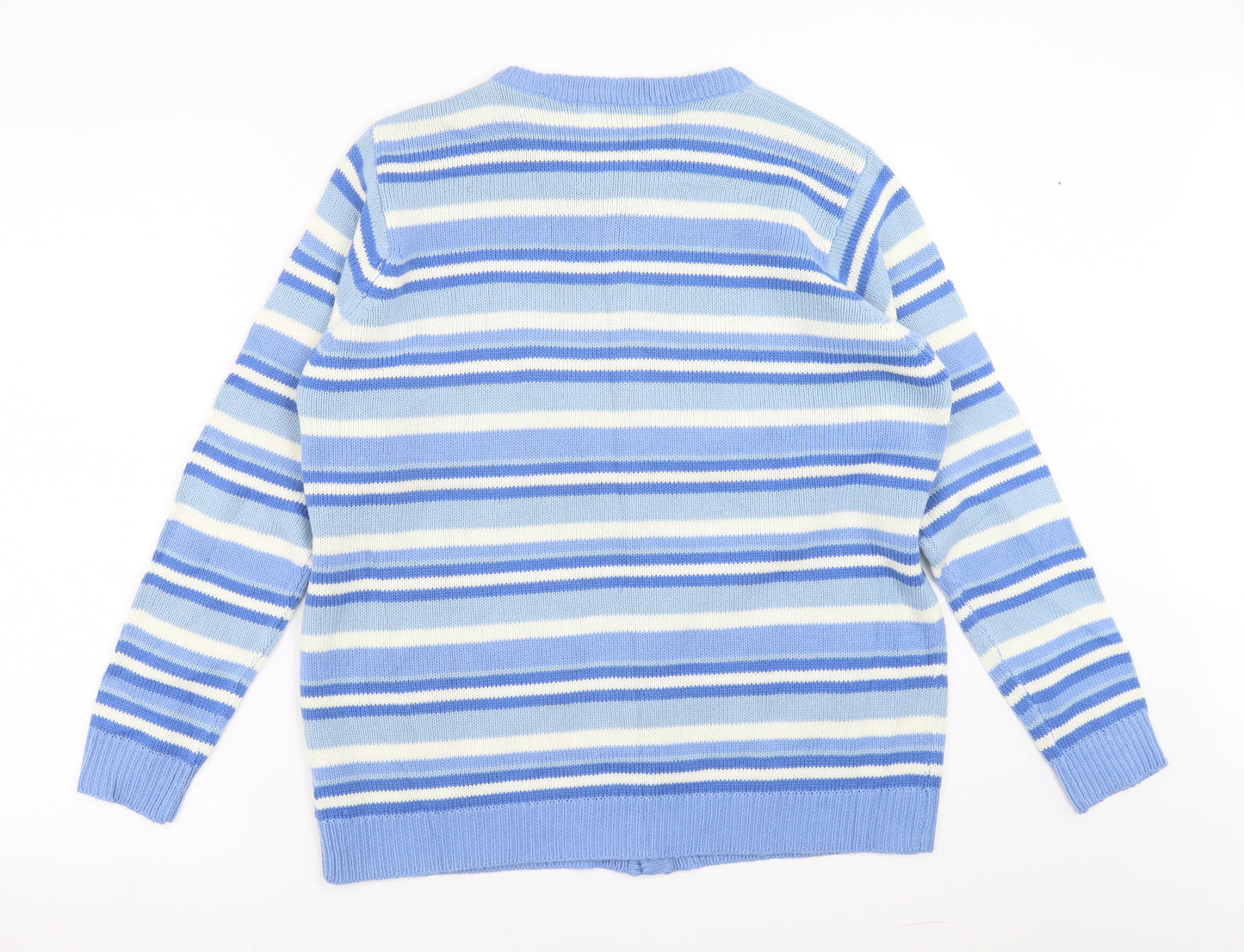 EWM Womens Blue Striped  Cardigan Jumper Size L