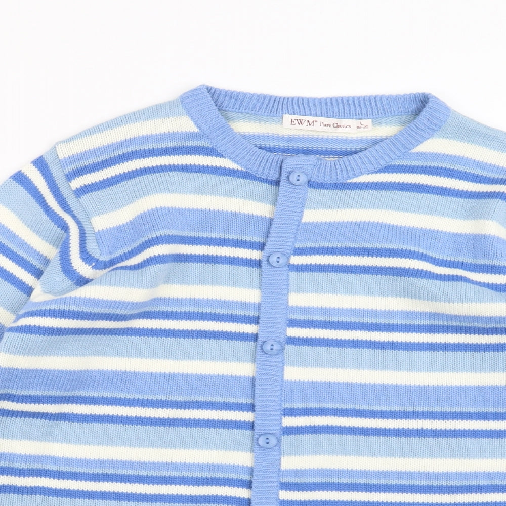 EWM Womens Blue Striped  Cardigan Jumper Size L